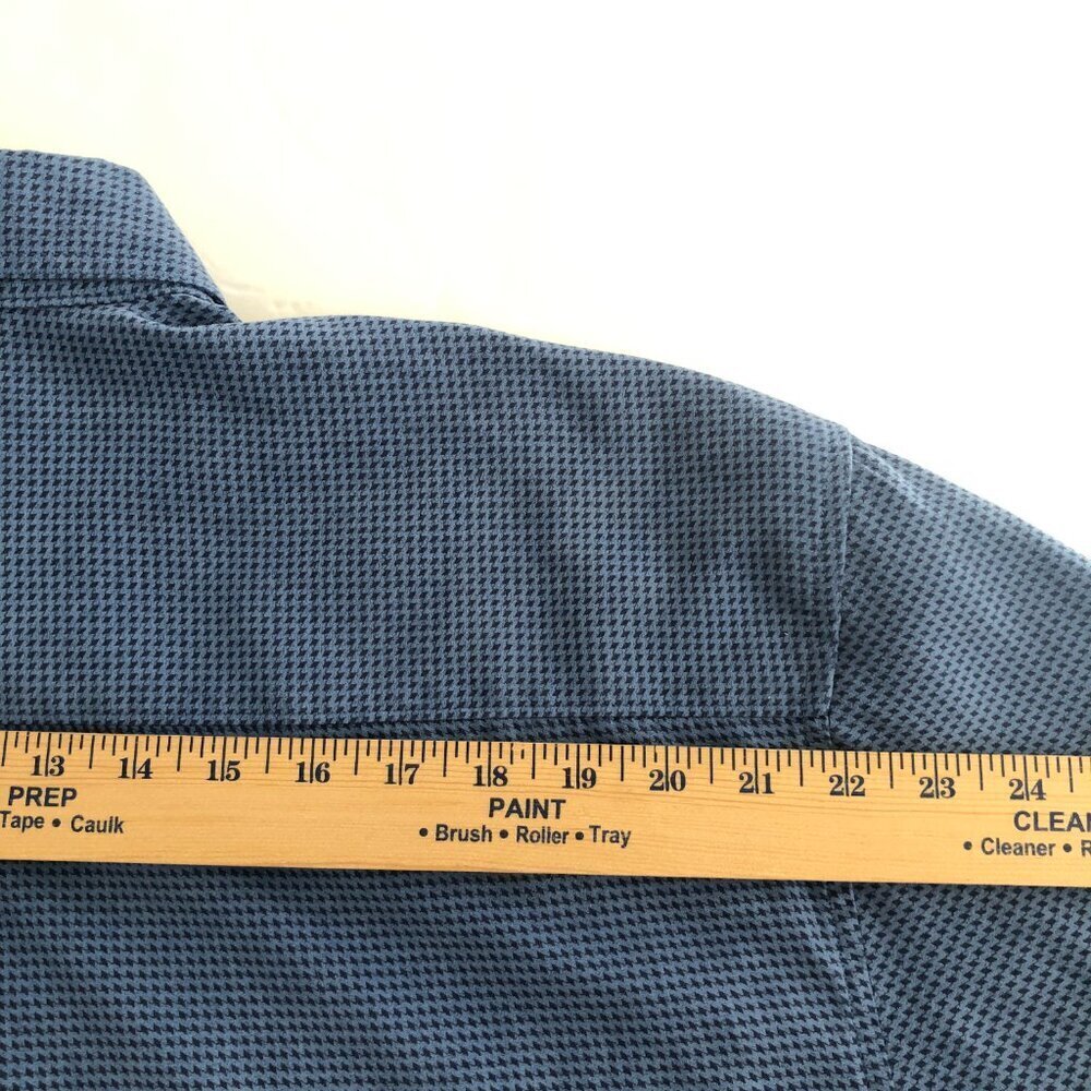 Alan Flusser Shirt Large Blue Navy Check Mole Skin Satin Lined - Picture 9 of 10